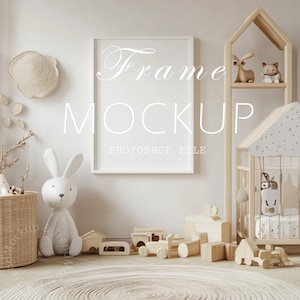 Kinderzimmer Rahmen Mockup, Minimal Kinderzimmer Mockup, Kinderzimmer Mockup, Baby Rahmen, Kinderzimmer Wand Poster Mockup im Home Interior PSD