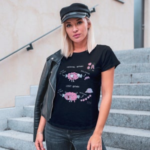 Divertida camiseta de cerebro normal y perdido, camiseta de mentalidad, camiseta con estampado de cerebro, camiseta de mujer, camiseta para ella, diseño de camiseta, camiseta de ultra algodón