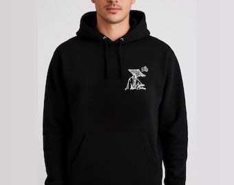 Bestickter Samurai Hoodie - Anime Ronin Grafik, japanische Streetwear