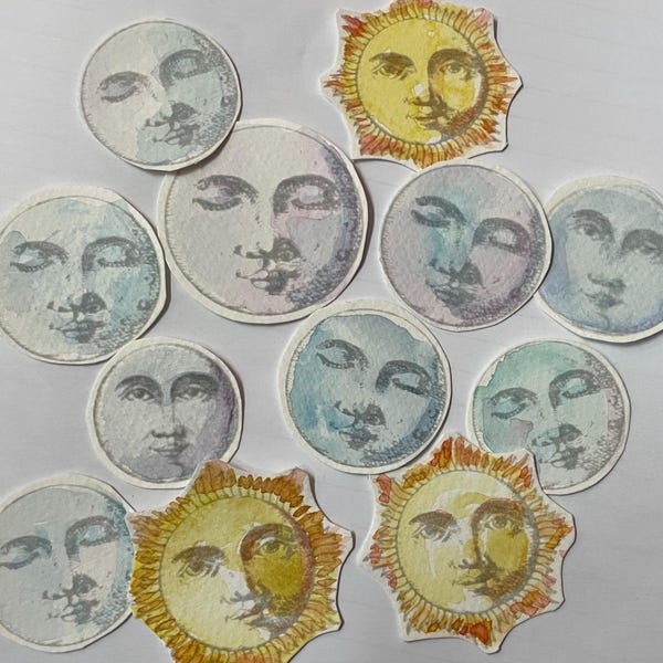 Vintage Moon and Sun Collage Fodder