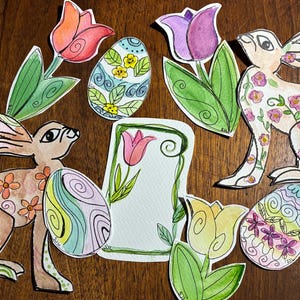 Easter Rabbit and Eggs Painted Collage Fodder