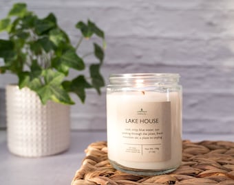 Lake House Soy Candle: Cedar, Salt Water & Eucalyptus Scent