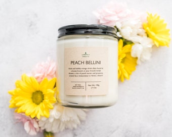 Peach Bellini Soy Candle-Soy Candle Gift | Spring Candle | Handmade Candle | Scented Candle | Floral Candle