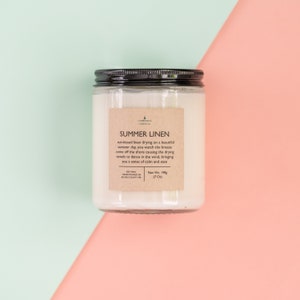 Summer Linen Soy Candle-Soy Candle Gift | Summer Candle | Handmade Candle | Scented Candle | Beach Candle | Fresh Candle | Clean Candle