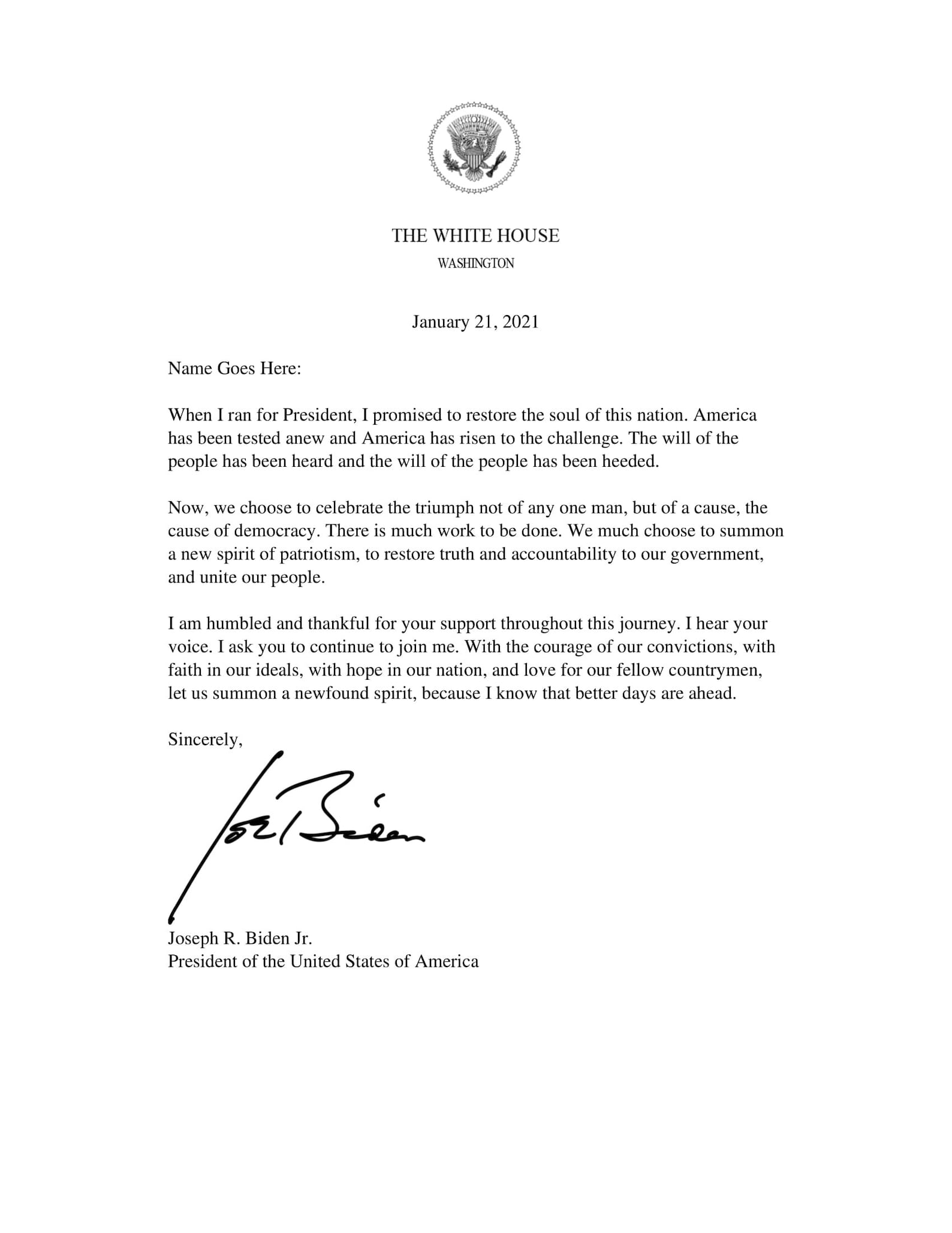 SIGNED Joe Biden Personalized Presidential White House Letter Etsy SIGNED Joe Biden Personalized Presidential White House Letter Etsy