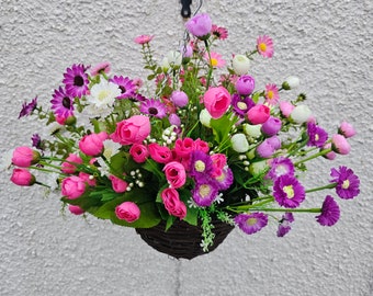 Artificial Mixed Floral Hanging Basket / Garden Decor