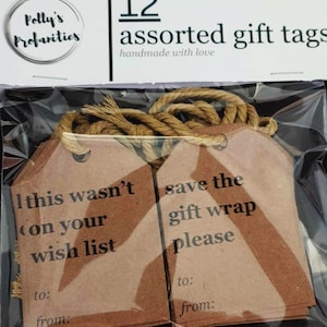 12 Naughty Handmade Gift Tags - Witty Gifts Novelty item Gag gift Prank Mail Gift Gag - Funny, Christmas, Birthday, Present, Valentines Day