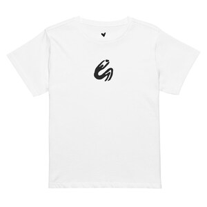 Abstract Love Embroidered White Crew Neck  Tee, 100% Cotton, Ultra Soft, Gift Ideas