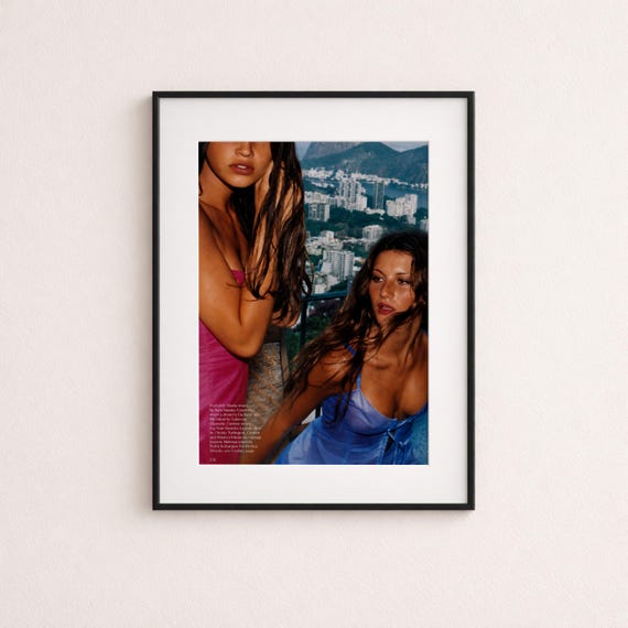 90s Brazil Fashion Editorial Print, Tropical Magazine Page Print, Rio Terrace Wall Art