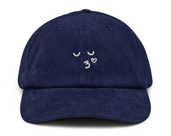 Embroidered Corduroy Dad Hat: Soft Cotton Kissy Cap