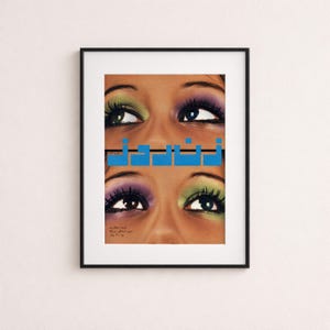 Lámina de revista persa vintage, lámina de maquillaje de ojos de los 90, arte mural de moda farsi