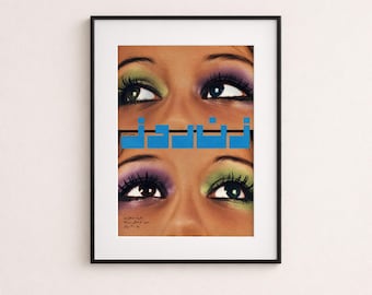 Stampa di una rivista vintage persiana, poster di trucco occhi anni '90, arte murale di moda persiana