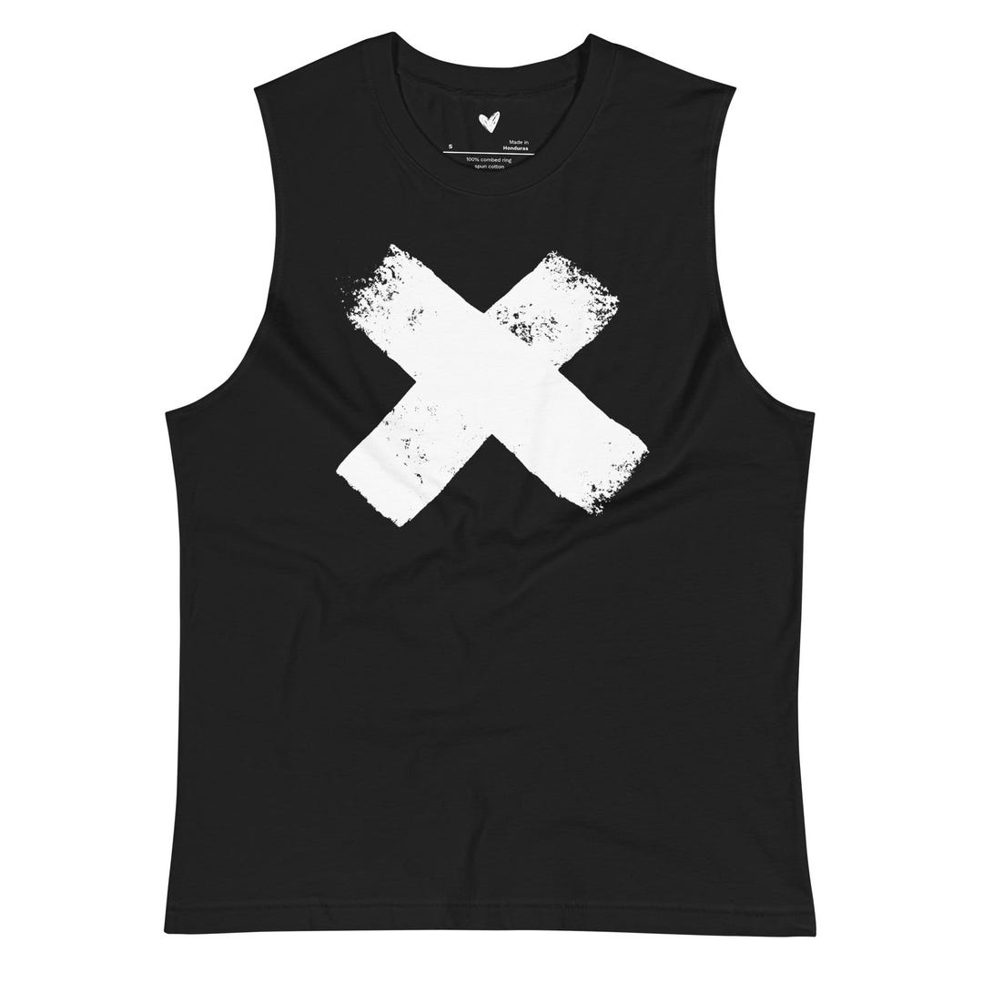 X Mark Graphic Black Tank – Cut-off Graphic Tee / Unisex Rocker