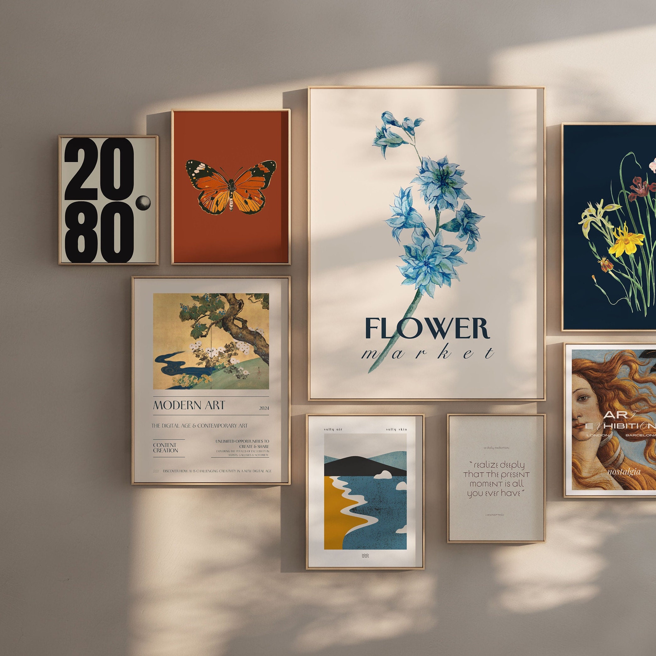 Nature Bliss Bundle: 9 Printable Poster Prints in Boho Chic, Minimalist ...