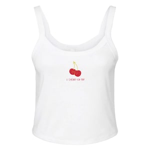 Cherries &#39;I Cherry-Ish You&#39; Ribbed Tank Top: Soft Cotton Blend