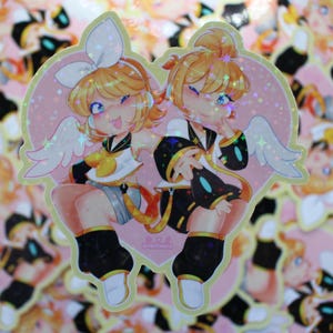 Kagamine Rin & Len heart-shaped sticker