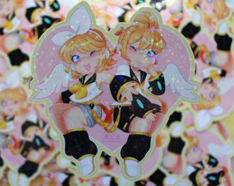 Kagamine Rin & Len heart-shaped sticker