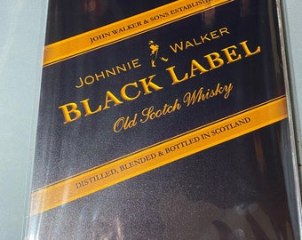 Johnny Walker whiskey sign, 8x11 metal tin sign, Bar Decor, Gifts for dad,whiskey  signs,Johnny Walker Black Sign, Christmas Gifts