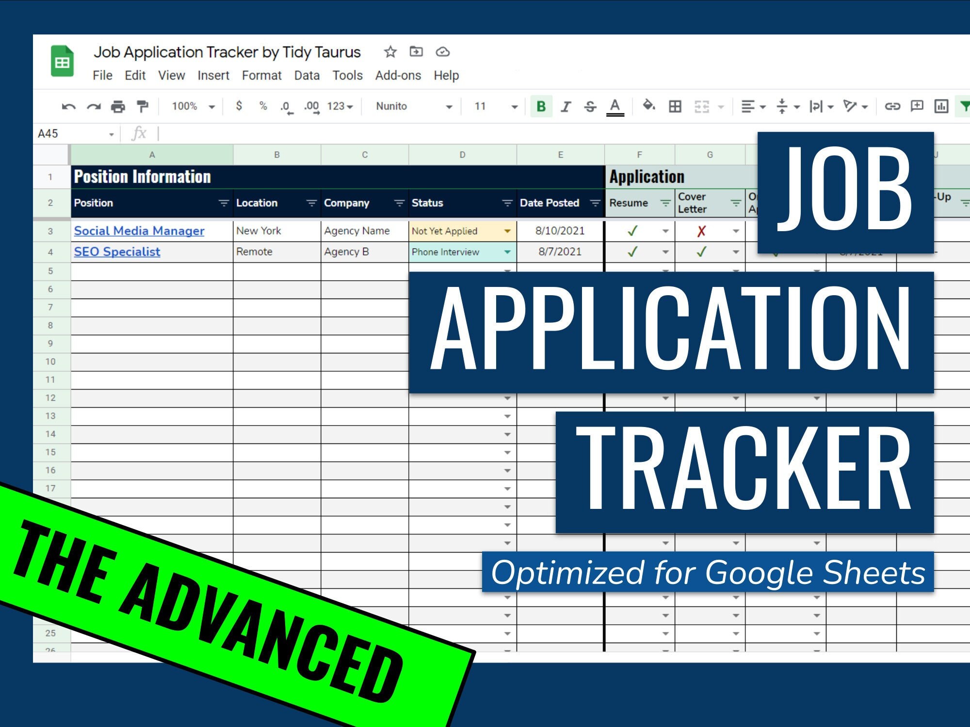 Job Application Tracker the Advanced Etsy
