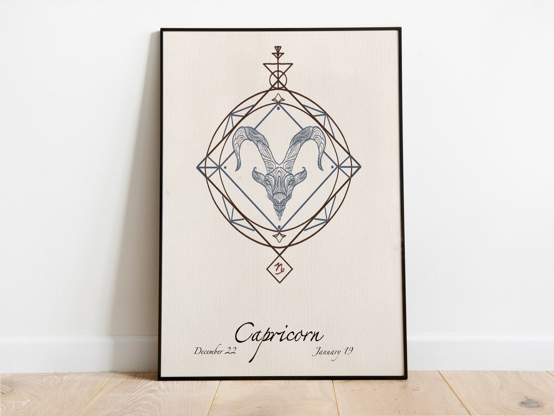 Digital capricorn zodiac artwork for gifting printable | Etsy