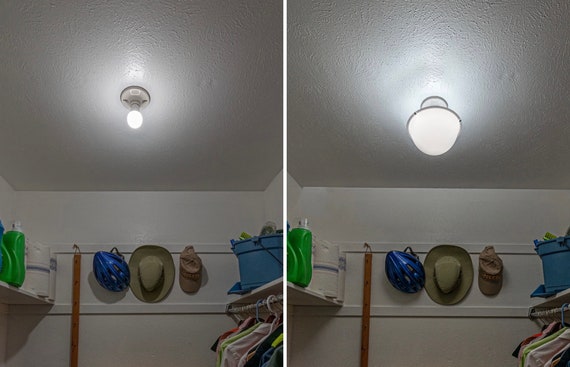 Bare Light Bulb Basement Storage Room Stock Photo - Download Image