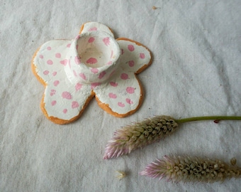 Portavelas de arcilla hecho a mano / portavelas pintado a mano / pequeño portavelas cónico / regalo de bienvenida