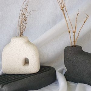 irregular minimalist concrete vase  | minimalist textured vase  | abstract nordic vase