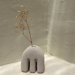 M Shape Modern Minimalist Concrete Vase | mini textured vase