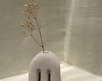 M Shape Modern Minimalist Concrete Vase | mini textured vase