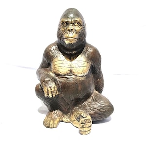 7&#39;&#39; Vintage Sat Gorilla Brass figurine | Gorilla Brass animal miniature  | Vintage home accent | office decor | gift ideas for her