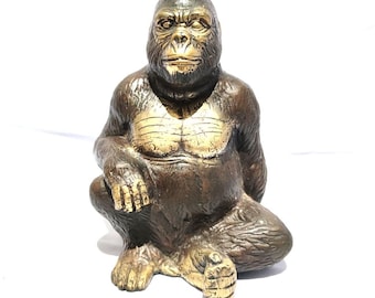 Figura de gorila de latón vintage de 7'' / Miniatura de animal de gorila de latón / Decoración vintage para el hogar / Decoración de oficina / Ideas de regalo para ella