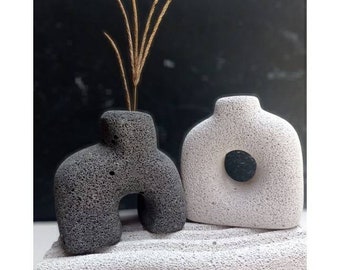 Scandinavian concrete vase | textured minimalist vase | small concrete vase