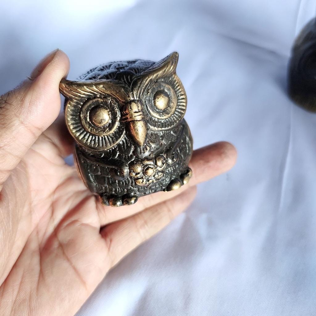 フクロウ真鍮製フィギュア 3 個セット | 3.1 インチ フクロウ真鍮製