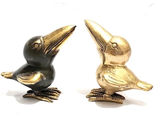 Figura de latón de Woody Bird de una pieza / Miniatura de animal de latón de Woody Bird de 5,1'' / Decoración vintage para el hogar / Decoración de oficina / Ideas de regalo para ella