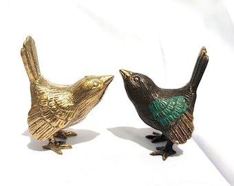 Figura de pájaro de latón de una pieza / Miniatura de pájaro de latón de 3,2 '' / Decoración vintage para el hogar / Decoración de oficina / Ideas de regalo para ella