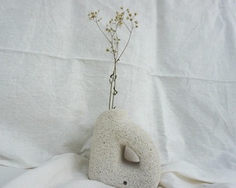 Jarrón minimalista de hormigón texturizado / Jarrón de hormigón gris mate / Jarrón mate blanco y negro