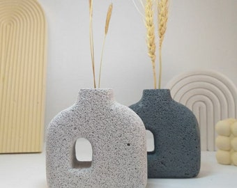 Vase minimaliste moderne | vase moderne en béton | Vase scandinave blanc