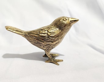Figura de pájaro de latón de 2,3 pulgadas, miniatura de pájaro de latón, accesorio vintage para el hogar, decoración de oficina, ideas de regalo para ella
