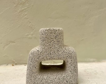 Jarrón blanco minimalista moderno / jarrón blanco japandi / jarrón minimalista de hormigón