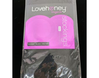 Lencería Lovehoney con top de encaje transparente hasta el muslo, color negro, talla única.