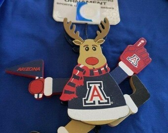 Topperscot by Boelter Brands NCAA Wooden Cheering Reindeer Ornament, Arizona