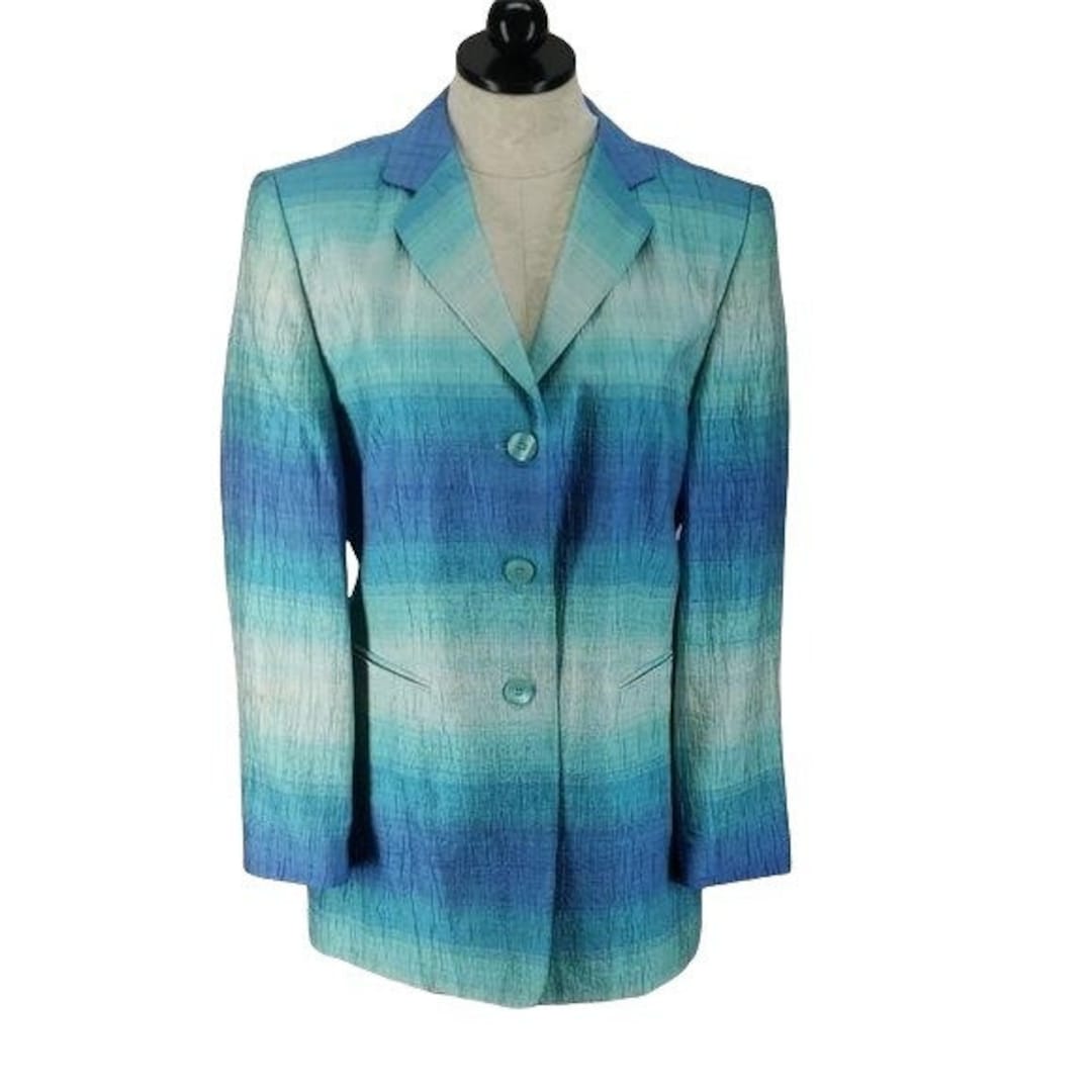 Horst Basler Multicolored Blue Stripe Size 38 Size 8 Blazer Button up Jacket  - Etsy UK