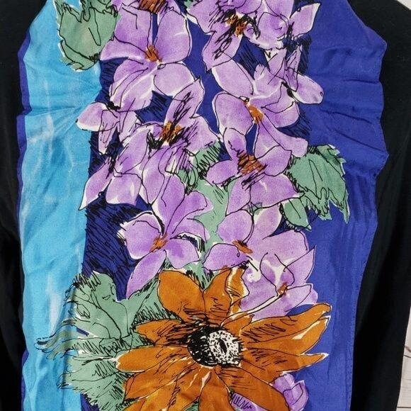 Vana 100% Silk Floral Bold Flower Vintage Scarf Long Thin