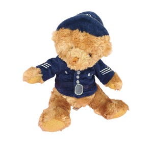 KEEL TOYS - Oso de peluche de policía inglés, uniforme marrón y azul, 25 cm