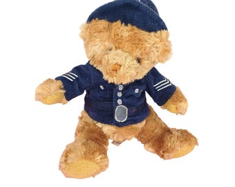 KEEL TOYS Englischer Polizist Teddy Bär Plüschi Uniform braun blau Stofftier 10"