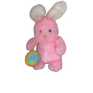 Vintage Animal Fair Plush Bunny Rabbit Pink Bunnyville 14” Easter Egg Bunny