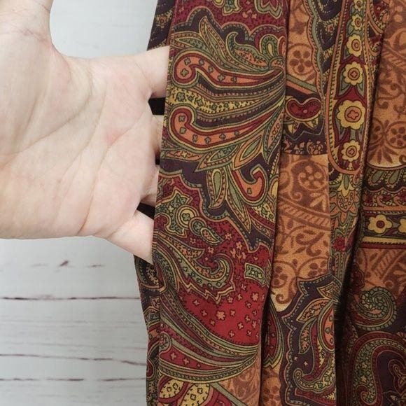 Orvis Sporting 10P Brown Fall Floral Paisley Long Skirt Etsy