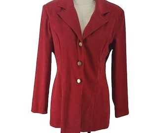 Vintage Red Blazer with Gold Buttons & Chain Detail - Size 10