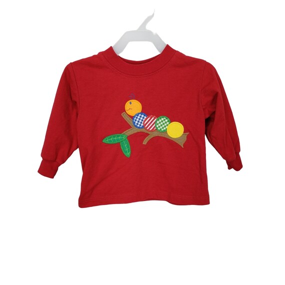 Bailey Boys Red Gingham Caterpillar On A Branch Boys Long Sleeve shirt