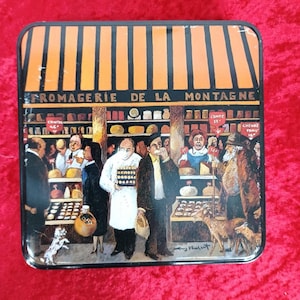 Vintage French Cheese Shop Themed Tin Box